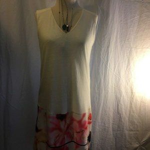 Zara Cream Sleeveless Tunic Dress w/ Floral Border